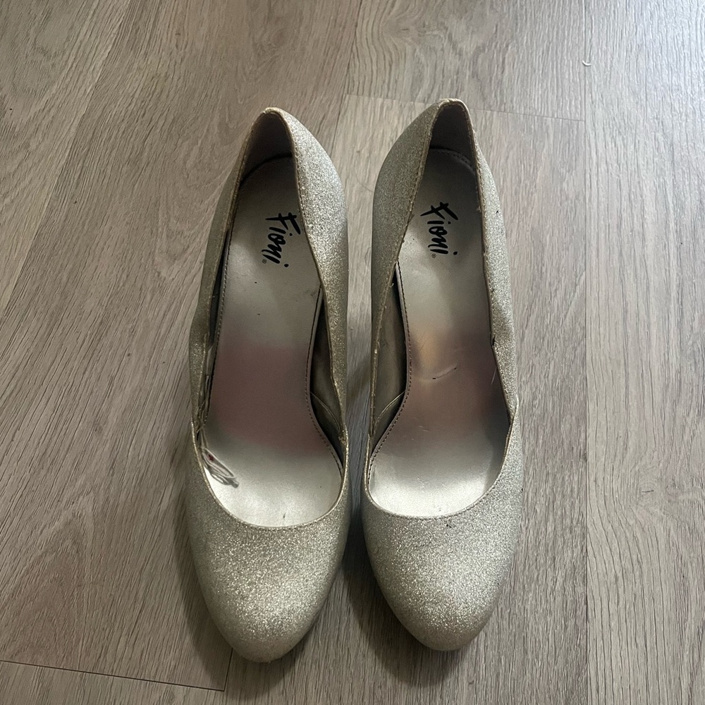 Silver shimmer stiletto heels